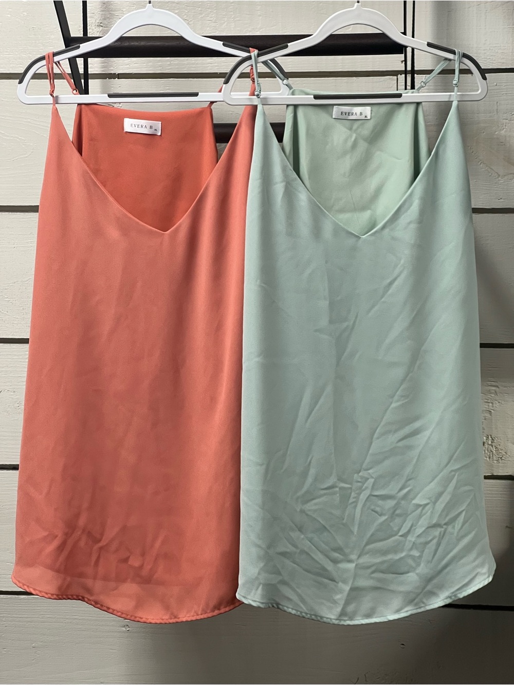 Evera B. Double Cami Tank in Coral and Mint (Two-Pack)